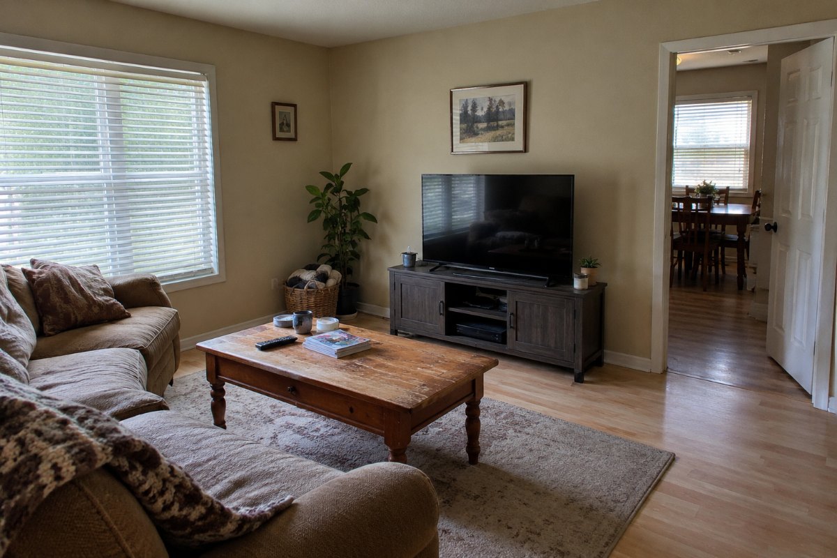 Original living room photo uploaded to RoomGlint